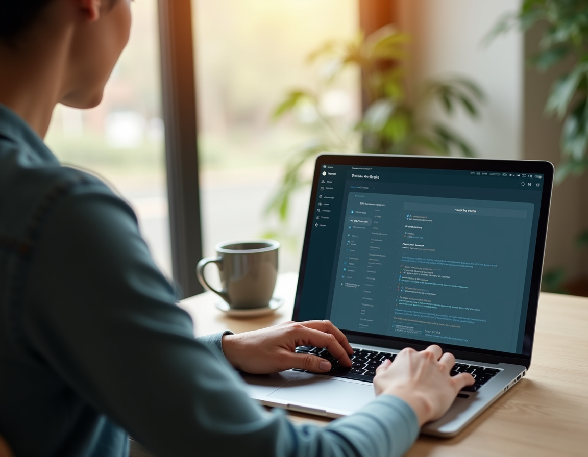 Особа спокійно переглядає особисті дані та налаштування приватності на ноутбуці