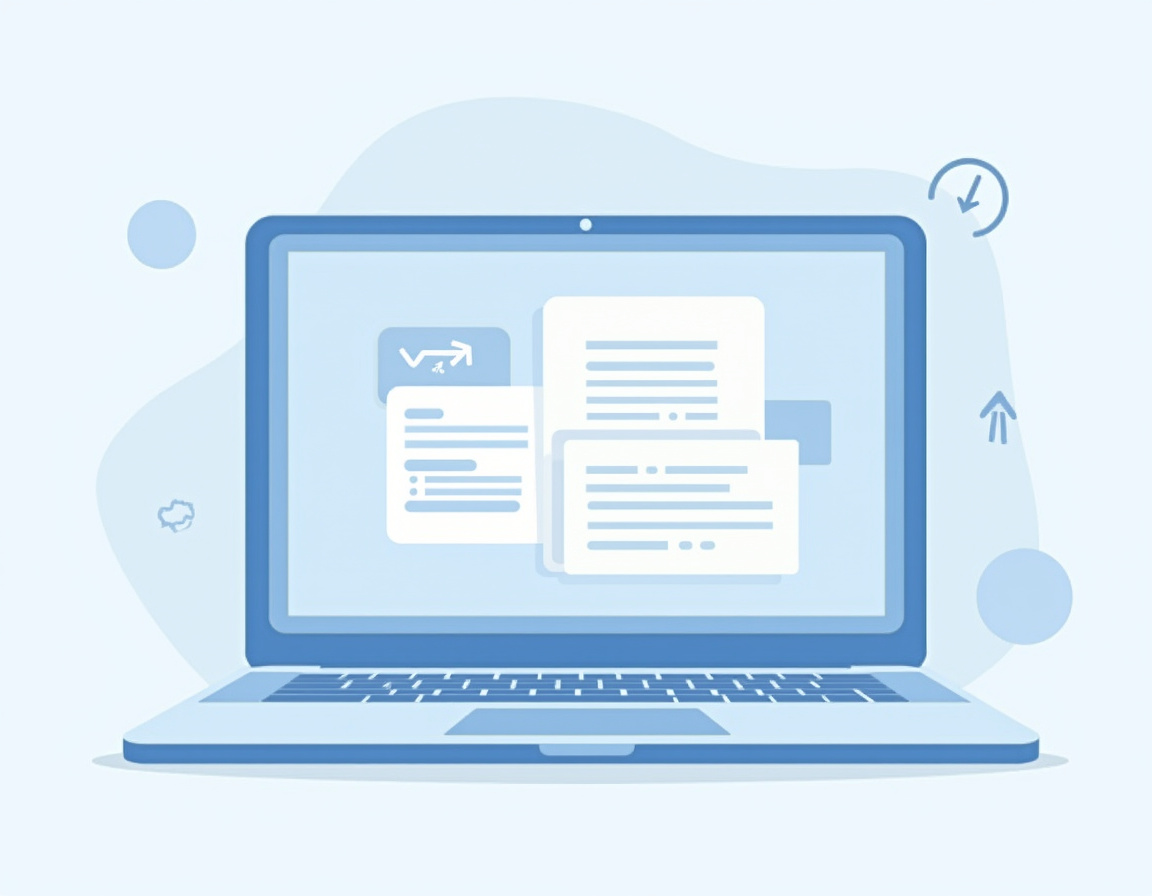 Laptop-Bildschirm mit Vorlagen- und Werkzeug-Icons zum Download