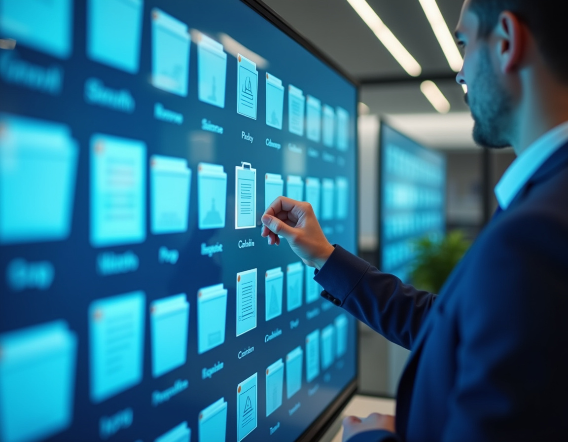 Strukturierte digitale Dokumentenordner auf einem Monitor